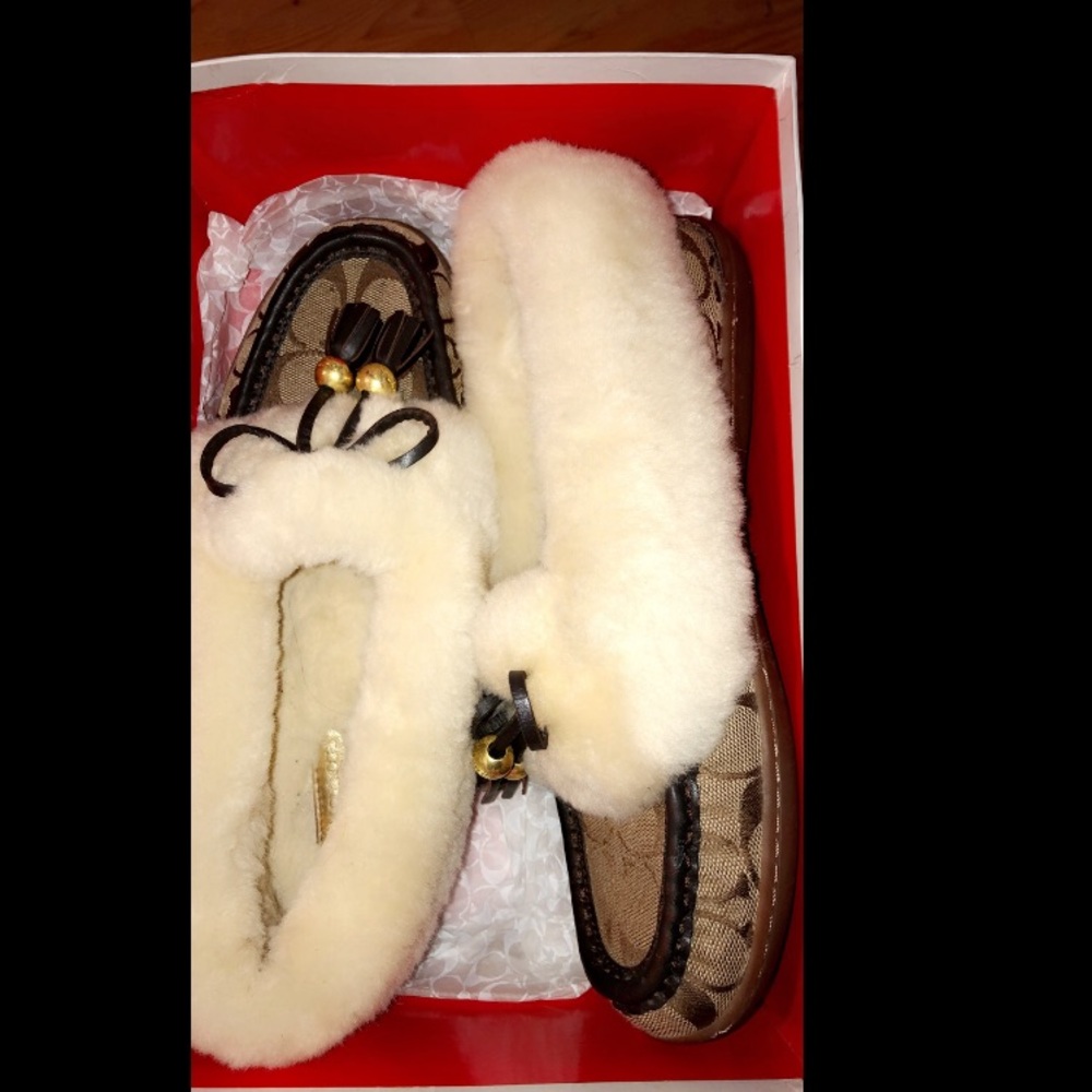 Coach Fiona Shearling Moccasin Slippers,